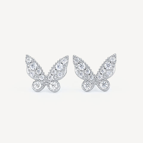 Silver Butterfly Dangly Chain Earrings